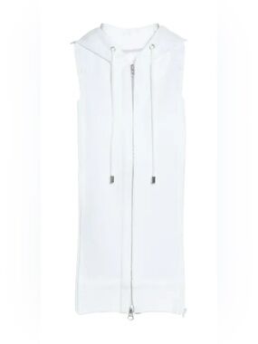 Veronica Beard white Terry Hoodie Dickey with Zipper Detail